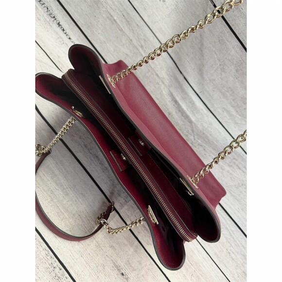 Kate Spade New York Jordyn Tote Burgundy Chain Handle Bag Pretty boujee career - Picture 9 of 16